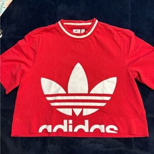 Red adidas crop top